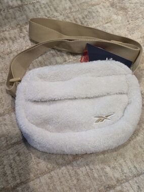 Reebok Sherpa Fanny Pack in Cream with Tan Strap